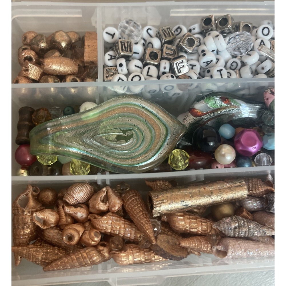 Lot of Bead Soup Random Mix & Letters & Sea Shells 1lb Plastic Box Included #8 - Picture 5 of 6